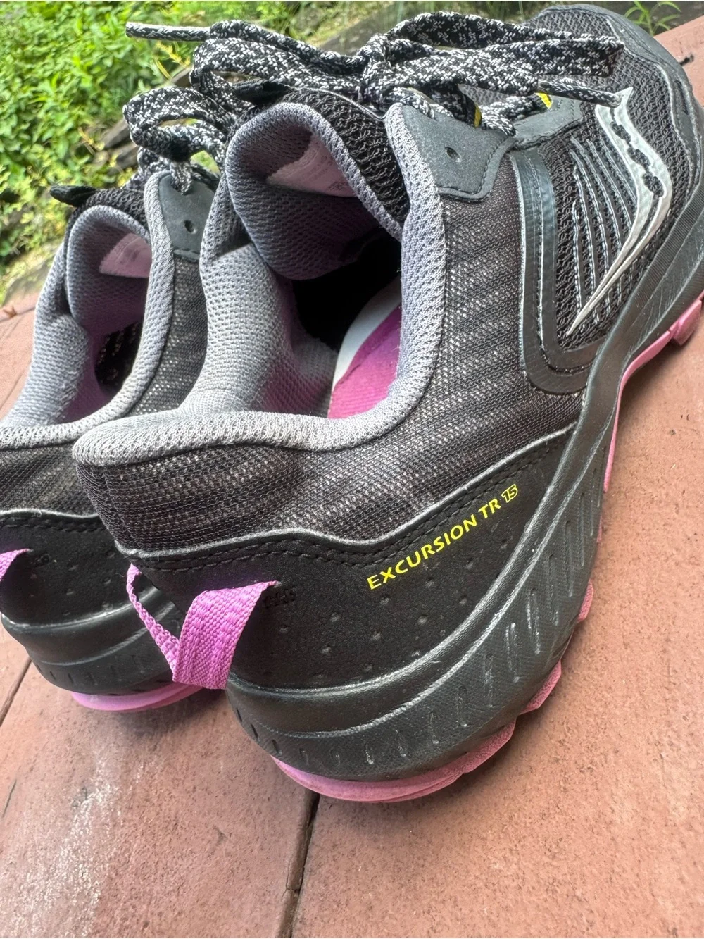 Saucony Excursion TR 15 Women's Black Athletic Trail Shoes with Pink Accents